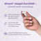Infografik zu Direxol. Eine Hand hält zwei weiße Kapseln. Der Titel lautet: Direxol stoppt Durchfall – schnell, sanft, zuverlässig. Direxol wirkt unabhängig von der Ursache des Durchfalls, vermindert den Verlust von Wasser und Elektrolyten und lindert häufige Beschwerden wie Bauchschmerzen und Übelkeit.