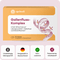 Infografik zeigt die Verpackung des apriwell Gallenfluss-Komplex mit einem 3-fach Wirkprinzip auf Lebergesundheit (siehe Quelle 1,2), Gallenfluss (siehe Quelle 1) und Fettstoffwechsel (siehe Quelle 2). Die Packung enthält 60 Kapseln, hergestellt in Deutschland. Darunter befinden sich vier Textfelder: Unabhängig laborgeprüft, Hergestellt in Deutschland, 100% natürlich und Patentierter Inhaltsstoff.