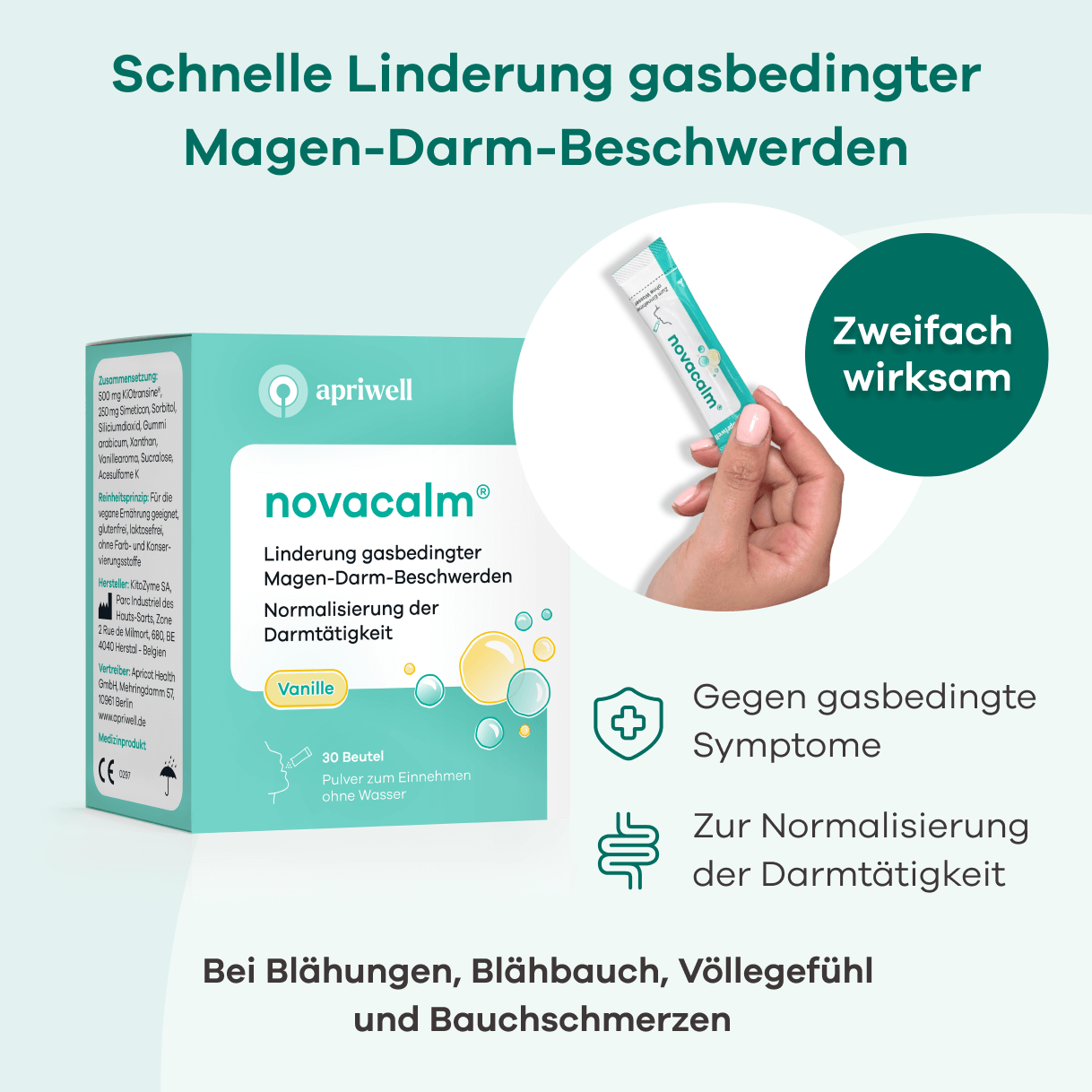 novacalm - Schnell bei gasbedingten Beschwerden novacalm - Schnell bei gasbedingten Beschwerden